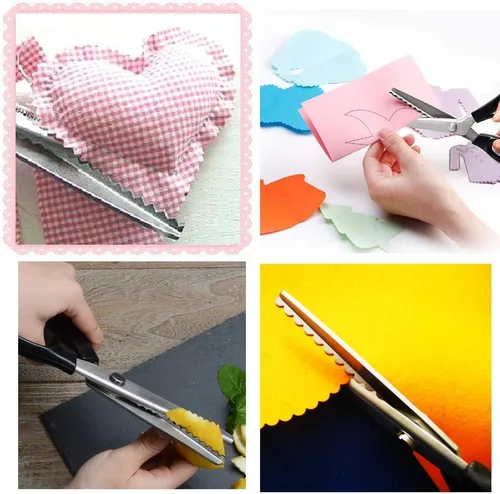 Vista 7 de Tijeras profesionales de costura para costura, tijeras profesionales de acero inoxidable con agarre cómodo, cuchillas dentadas y festoneadas