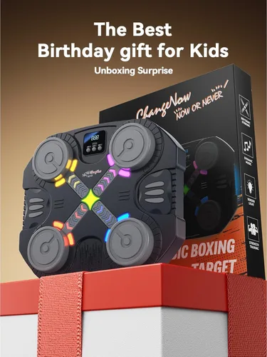 Vista 8 de Music Boxing Machine for Kids-Interactive Wall Mounted Punching Target with Sound & Lights,Smart Boxing Trainer Machine Fitness Game Gymnastics