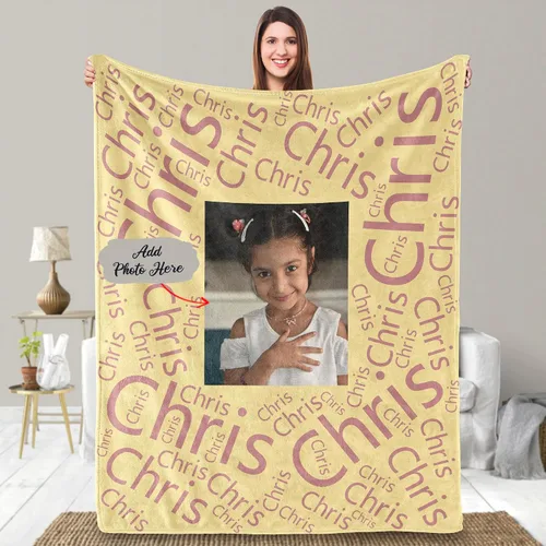 Vista 3 de UFOORO Regalos de cumpleaños para mujeres, manta personalizada, regalos para él, nombre y foto personalizados, regalos para mamá, regalos