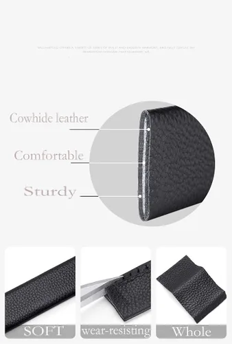 Vista 5 de VANNANBA Leather ratchet Belts for Men Automatic Buckle Casual Work Dress Belt with Gift Box