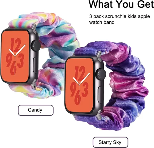 Vista 6 de [Paquete de 3] banda elástica para niños compatible con Apple Watch Band de 1.496 pulgadas, 1.575 pulgadas, 1.614 pulgadas, 1.654 pulgadas, 1.732