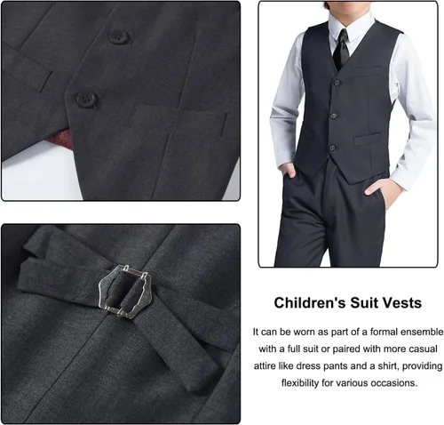 Vista 4 de Traje de esmoquin formal de 5 piezas para niños y adolescentes