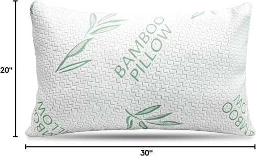 Vista 5 de Juego de almohadas refrescantes de espuma viscoelástica triturada de rayón de tamaño queen derivado de bambú para dormir, espalda, estómago