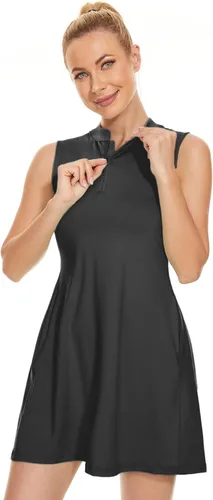 Vista 3 de HARTPOR Women Athletic Dress with Shorts Sleeveless Golf Tennis Dress with Pockets