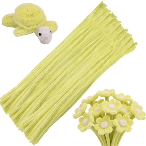 Vista 10 de 100 piezas de limpiadores de tuberías para manualidades, limpiador de tuberías de felpilla, limpiador de tuberías verde claro, suministros
