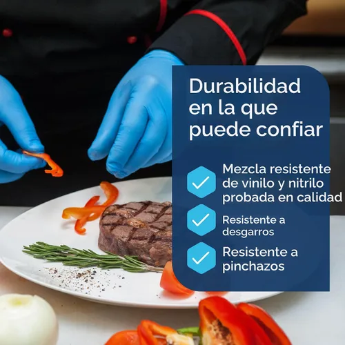 Vista 3 de Inspire Guantes de examen de mezcla de nitrilo y vinilo, desechables, sin látex, médicos, multiusos para cocinar