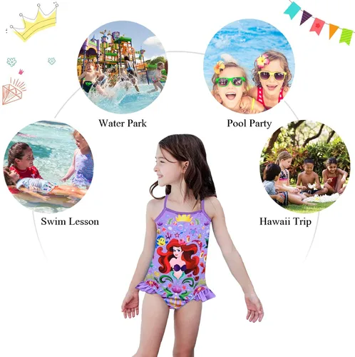 Vista 7 de Trajes de baño de princesa sirena para niñas 3-10 años