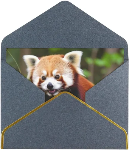 Vista 8 de Tarjetas de felicitación con sobres, tarjeta de felicitación con sobres, tarjeta de felicitación de Little Panda rojo en blanco para todas