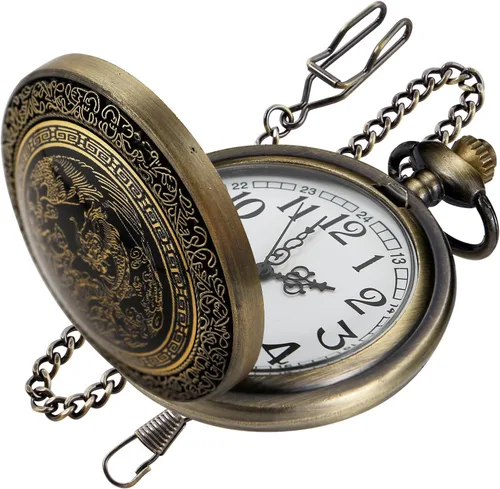 Vista 13 de Bronze G Quartz Pocket Watch for Men, Men's Quartz Pocket Watch with Chain Anime-G
