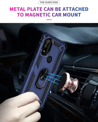 Vista 3 de Funda para Moto G Power 2022, con protector de pantalla, grado militar, 16 pies, cubierta probada contra caídas con soporte magnético, funda Azul