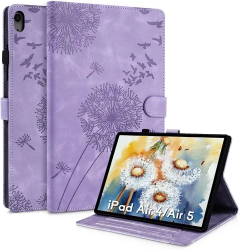 Vista 18 de Funda para tablet iPad Air de 11 pulgadas, diseño de diente de león con soporte para lápiz Apple, cierre magnético y recortes precisos, compatible