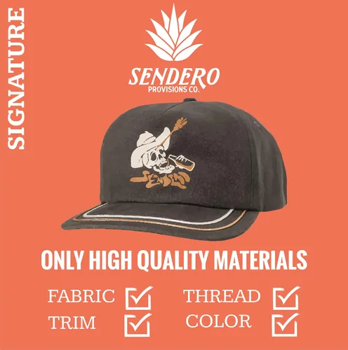 Vista 3 de Sendero Provisions Co. Tiro Muerto Screen Printed El Snapback Sombrero Azul, Gris