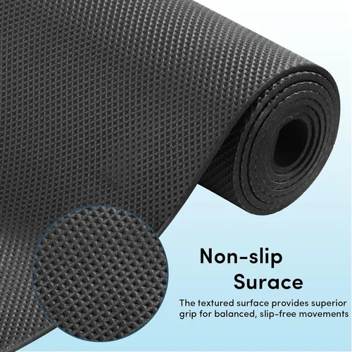 Vista 7 de Paquete de 10 alfombrillas de yoga a granel, 2.677 x 0.945 x 0.157 in de grosor, alfombrillas de yoga negras para niños y adultos, antideslizante