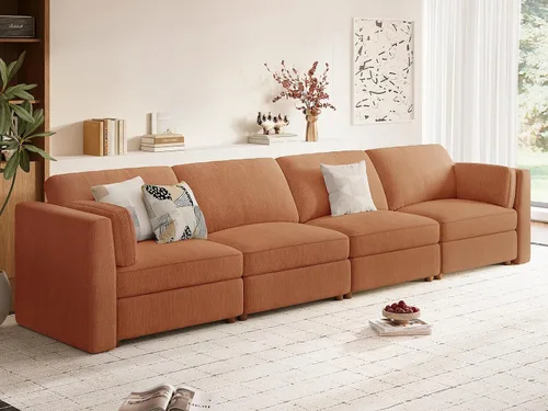 Vista 41 de CUGOAO Sofá biplaza extragrande de 83.5 pulgadas, sofás para sala de estar, sofá nube de felpilla de asiento profundo, sofá modular seccional, funda
