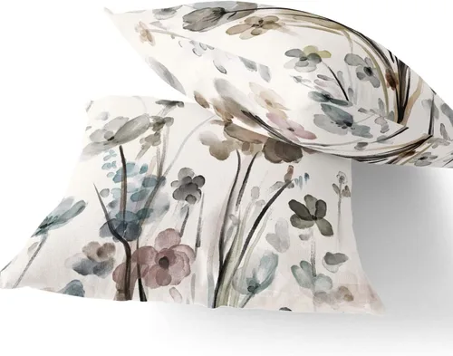 Vista 4 de Fundas de Almohada Decorativas de Flores 16x16 Juego de 2, Fundas de Almohada con Flores, Fundas Cuadradas Decorativas para Sofá, Sillón