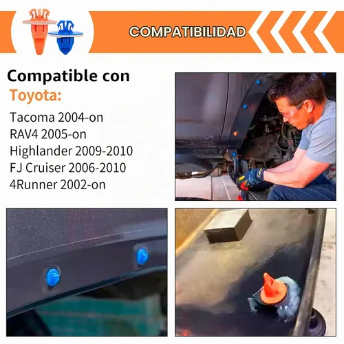 Vista 4 de 30 clips de guardabarros compatibles con Toyota, 4Runner, FJ Cruiser, RAV4 – Panel de moldura de puerta exterior trasero de plástico basculante Kit