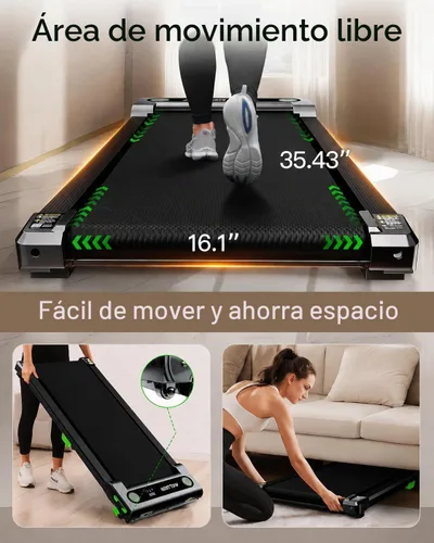 Vista 4 de AKLUER Caminadora para caminar - Cinta de correr para debajo del escritorio Negro claro