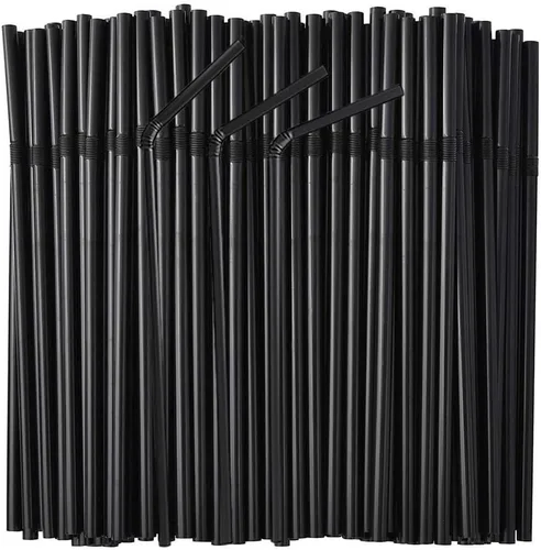 Vista 10 de Pajitas flexibles de plástico flexibles para beber, diámetro 0.197 in, longitud 8.3 in, 100 unidades, negro, estándar largo