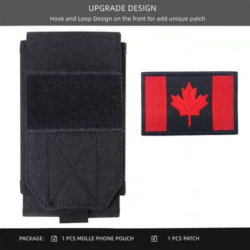 Vista 2 de Funda táctica negra Molle impermeable para teléfono celular, funda resistente para iPhone 11, 12, 13 Pro Max, menos de 6.7 pulgadas