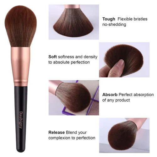Vista 3 de Juego de 16 brochas de maquillaje sintéticas de alta calidad con brochas de base profesionales, correctores de polvo, sombras de ojos, rubor Negro