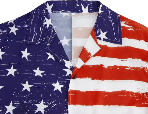 Vista 6 de Zando Camisas hawaianas de los años 80 y 90 para hombre, divertido traje retro de manga corta con botones para fiesta temática discoteca verano playa