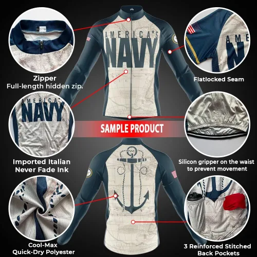 Vista 3 de ZOLO GIFTS Mens Cycling Jersey, Dad The Man The Myth The Legend with Navy Blue, Long Sleeve Bike Shirt with Pockets