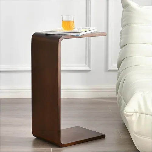 Vista 14 de Mesa auxiliar en forma de C, mesa auxiliar de madera maciza para sofá, cama y sala de estar, mesa auxiliar pequeña para aperitivos que ahorra