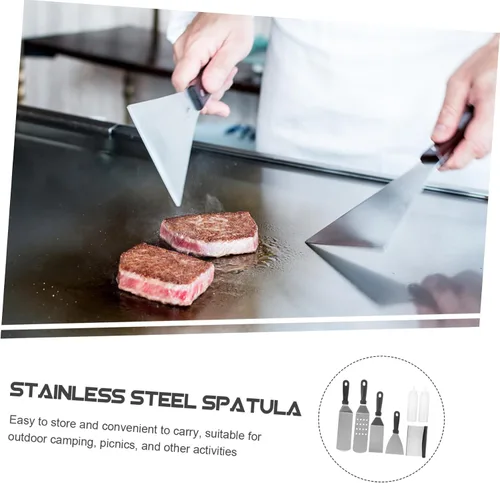 Vista 9 de Espátula para barbacoa, kit de herramientas para cocinar, raspador de plancha, accesorios para barbacoa para el día del padre