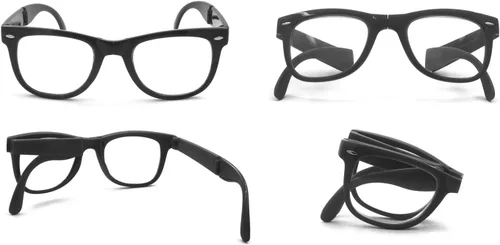 Vista 4 de Gafas de lectura plegables de plástico retro unisex con bolsa