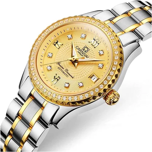 Vista 2 de BESTKANG Relojes de lujo automáticos para mujer, calendario impermeable de 164.0ft, reloj mecánico de acero inoxidable