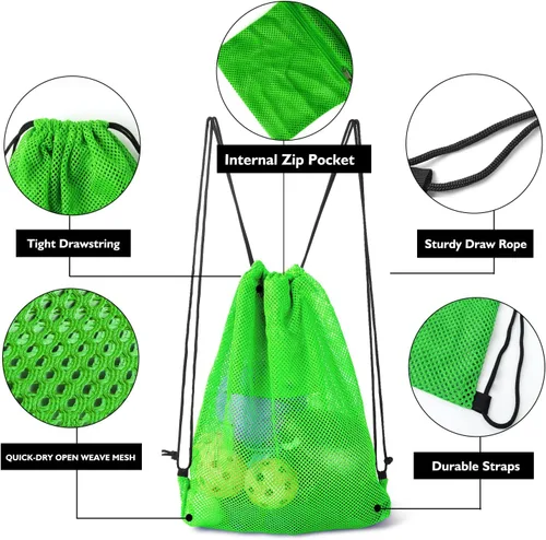Vista 39 de GSE Games & Sports Expert Bolsa de malla con cordón para béisbol, pelotas de pickleball, pelotas de golf, gimnasio, equipo de natación, lavandería