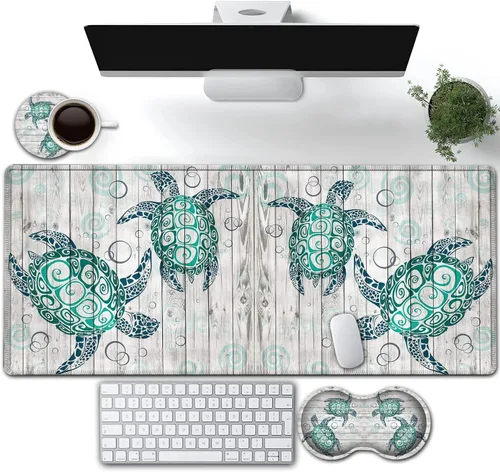 Vista 17 de Alfombrilla de mouse grande para juegos, protector de escritorio impermeable extendido (31.5 x 11.8 pulgadas), ergonómico de espuma viscoelástica