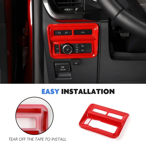Vista 6 de Jimen Para 2021+ F150 Panel de control del panel de control del marco de la cubierta compatible con Ford F150 2021-2023 (rojo)