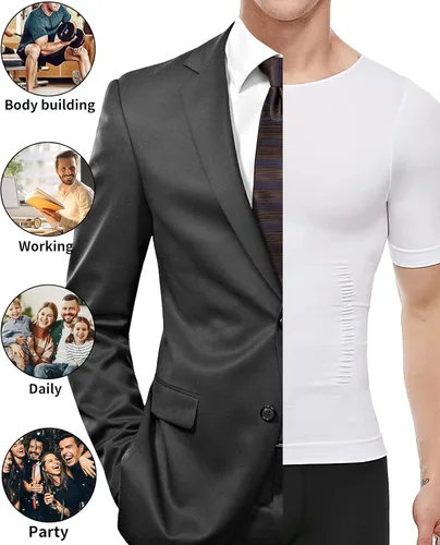 Vista 4 de SLIMBELL Men's Compression Shirt Undershirt Slimming Tank Top Workout Vest Abs Abdomen Slim Body Shaper