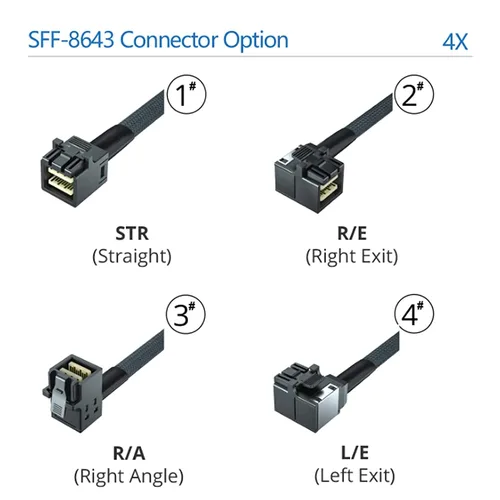 Vista 7 de 10Gtek SFF-8643 a SFF-8643 12G Mini SAS HD Cable interno con banda lateral, para placa trasera NVMe/controlador RAID, 100 ohmios, recto a recto, 1.0