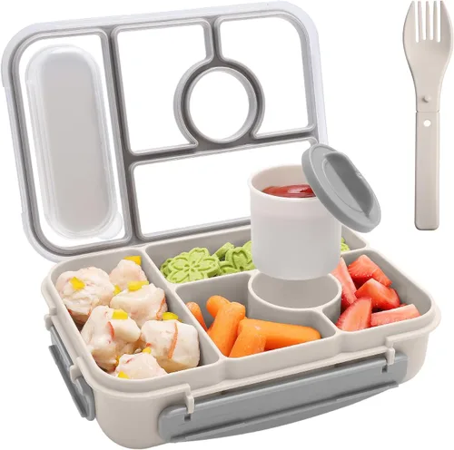 Vista 13 de Amathley Caja Bento para Adultos y Niños, Contenedores de Almuerzo para Adultos/Niños/Niños Pequeños, Caja de Almuerzo Bento de 5 Compartimentos
