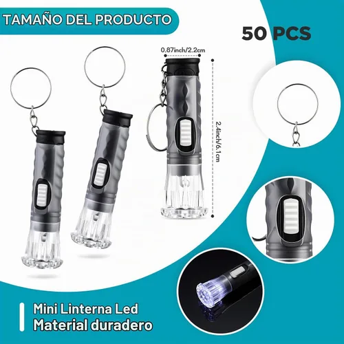 Vista 2 de Jexine - 50 llaveros de mini linterna a granel, color negro