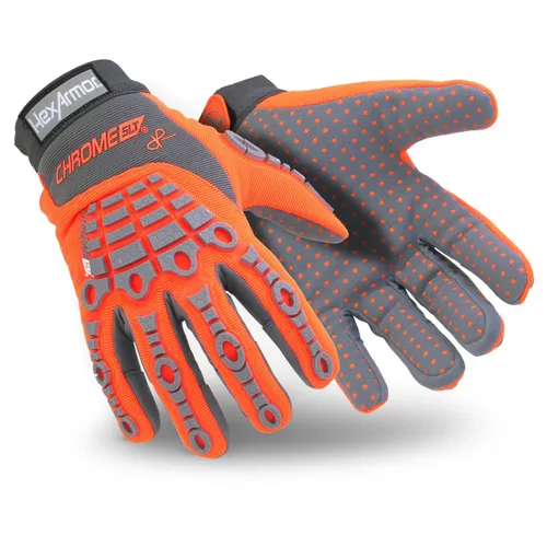 Vista 13 de HexArmor Chrome SLT® Series 4067 Leather Work Gloves, Large Resistente a los cortes, protección contra impactos 4067 Cuero Blanco y Naranja Impact