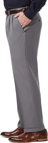 Vista 2 de Haggar Pantalones para Hombre de Comodidad Premium con Ajuste Clásico y Pliegues Frontales en Tallas Regulares y Grandes y Altas