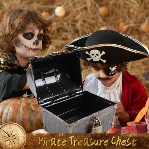 Vista 2 de Lingway Toys Cofre del Tesoro Pirata Grande para Niños Favorito del Maestro Caja de Almacenamiento de Colección de Tesoros con 2