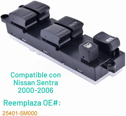 Vista 2 de Botón de interruptor maestro de control de ventana eléctrica del lado del conductor delantero izquierdo Compatible con Nissan Sentra 2000 2001 2002