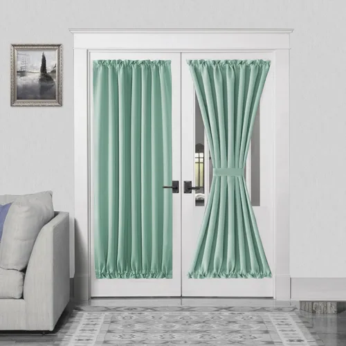 Vista 202 de DWCN Cortinas para Puertas Francesas – Cortinas opacas térmicas con bolsillo para barra para puertas con ventana de cristal, puertas de cocina
