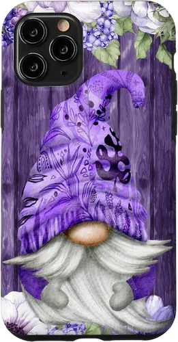 Vista 29 de Cute Purple Aesthetic Anemones Flower Pattern Lavender Gnome Case for iPhone 17