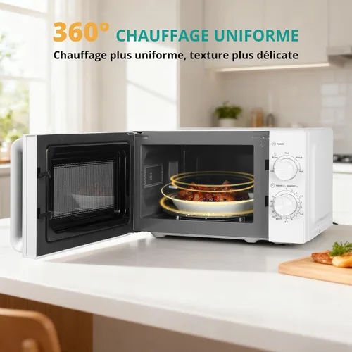 Vista 3 de SMETA 20L Microwave, Microwave, No Grill, Coating, 700W Power, 5 Levels, 35 Minute Timer, Time Defrost Mode, White Finish