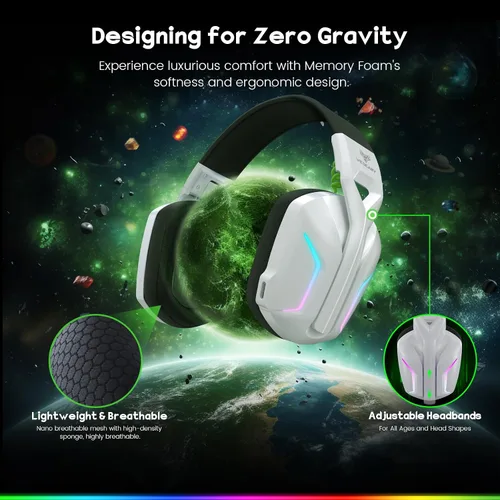 Vista 8 de 7.1 Auriculares inalámbricos para juegos para PS5, auriculares USB de 2.4 GHz con micrófono para PC, PS4, PS5, Switch, Mac, Bluetooth 5.4, sonido