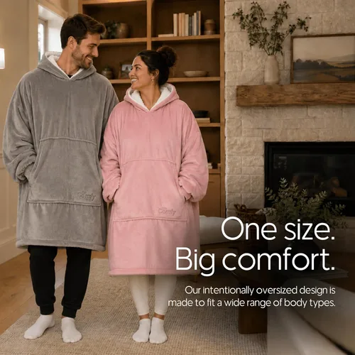 Vista 3 de THE COMFY Original - Manta de forro polar de microfibra con forro sherpa, diseño de gran tamaño con capucha y bolsillo de Shark Tank