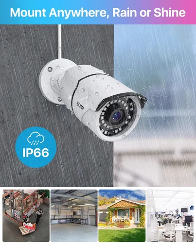Vista 4 de ZOSI Sistema de cámara de seguridad PoE de 8 canales de 5 MP, NVR H.265+ de 8 canales de 5 MP con disco duro de 1 TB, 4 cámaras IP PoE