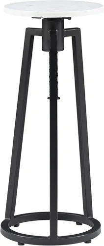 Vista 15 de Powell Muriel - Mesa de bebida con tapa de mármol blanco con estilo industrial, base de altura ajustable de metal negro