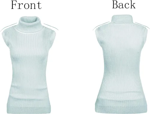 Vista 3 de v28 - Suéter elástico y tejido, con cuello alto y sin mangas para mujer