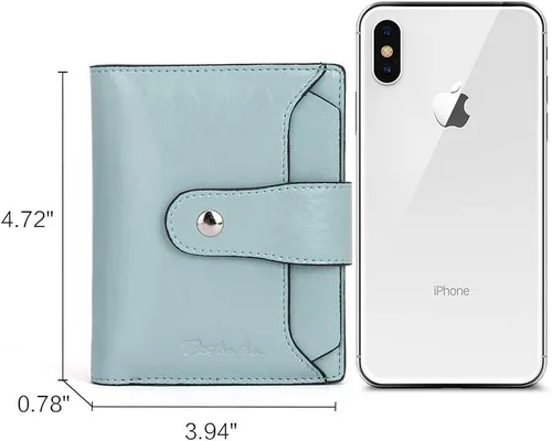 Vista 7 de BOSTANTEN Cartera de piel para mujer, con bloqueo RFID, pequeña, plegable, con bolsillo con cremallera, tarjetero, con ventana de identificación